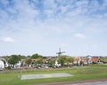 village of oudeschild on dutch island of texel seen from ijsselmeer dike Royalty Free Stock Photo