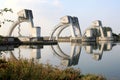 Dutch visor type gates in the Rhine near Amerongen Royalty Free Stock Photo