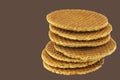 Dutch waffle called a stroopwafel Royalty Free Stock Photo