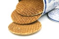 Dutch waffles in a colored can Royalty Free Stock Photo