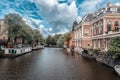 Dutch waterway in Amsterdam Royalty Free Stock Photo