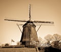 Dutch windmill with brown filter Royalty Free Stock Photo