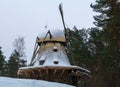 Dutch windmill covered with snow