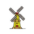 Dutch windmill line icon