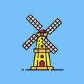 Dutch windmill line icon