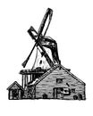 Dutch Windmill naturalistic and detailed drawing vector