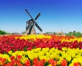 Dutch windmill over river waters Royalty Free Stock Photo
