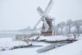 Dutch windmill in snow Royalty Free Stock Photo