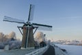 Dutch windmill in winter Royalty Free Stock Photo