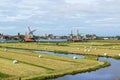 Dutch windmills in Netherlands closeup footage