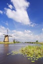 Dutch windmills on a sunny day at the Kinderdijk Royalty Free Stock Photo