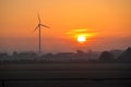 Dutch windmills at sunrise