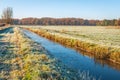 Dutch winter landscape with a frozen ditch