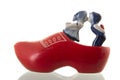 Dutch wooden shoes with kissing pair Royalty Free Stock Photo