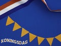 Dutch word Koningsdag Kings day and Dutch red, white and blue ribbon Royalty Free Stock Photo