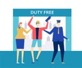 Duty free at the airport - flat design style colorful illustration Royalty Free Stock Photo