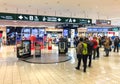Duty Free Shop, passengers make purchases before departure in Milan Malpensa International Airport. Royalty Free Stock Photo