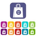 Duty free shopping bag icons set Royalty Free Stock Photo