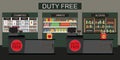 Duty free store with counter cashier