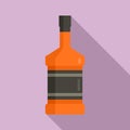 Duty free whisky bottle icon, flat style