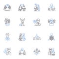 Duty and supervision line icons collection. Responsibility, Oversight, Direction, Management, Supervision, Guidance