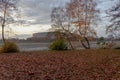 Dutzendteich Kongresshalle in the Autumn season, Nuremberg, Germany Royalty Free Stock Photo