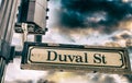Duval street sign in Key West at sunset, Florida Royalty Free Stock Photo