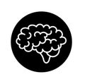 Black and white brain icon on white background Royalty Free Stock Photo