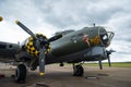 Duxford England May 2021 Sally B, a famous strategic b 17 bomber from world war two parked at the duxford airbase in england, open