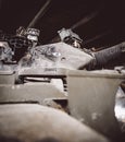 Duxford England May 2021 Vertical shot of the Chieftain main battle tank exhibited in duxford Royalty Free Stock Photo