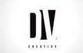 DV D V White Letter Logo Design with Black Square.