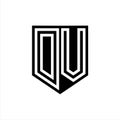DV Logo monogram shield geometric white line inside black shield color design