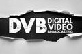 DVB Digital Video Broadcasting text under torn paper effect in strong typography, symbolizing communication, technology, Royalty Free Stock Photo