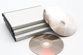 DVD blue ray discs with cases white background movie CDs Royalty Free Stock Photo