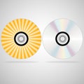DVD or CD compact disk with print on grey background. stock vector illustration Royalty Free Stock Photo