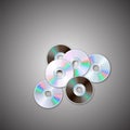 DVD and CD disc sets. Computer disks. Realistic image.