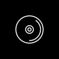 DVD or CD Line Icon On Black Background. Black Flat Style Vector Illustration Royalty Free Stock Photo