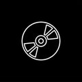 DVD or CD Line Icon On Black Background. Black Flat Style Vector Illustration Royalty Free Stock Photo