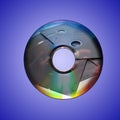 Dvd or cd and old floppy disk inside Royalty Free Stock Photo