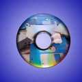 Dvd or cd and old floppy disk inside Royalty Free Stock Photo