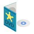 DVD disk with box isometric 3d icon Royalty Free Stock Photo