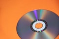 Dvd disk on an orange background. CD Royalty Free Stock Photo