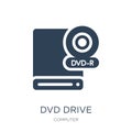 dvd drive icon in trendy design style. dvd drive icon isolated on white background. dvd drive vector icon simple and modern flat Royalty Free Stock Photo