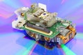 DVD laser unit lies on DVD a disk Royalty Free Stock Photo