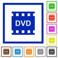 DVD movie format flat framed icons Royalty Free Stock Photo