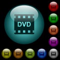 DVD movie format icons in color illuminated glass buttons Royalty Free Stock Photo