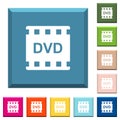 DVD movie format white icons on edged square buttons Royalty Free Stock Photo