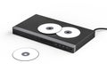 DVD player with three discs mockup - isolated on white background Royalty Free Stock Photo