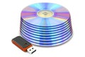 Dvds and flash drive Royalty Free Stock Photo