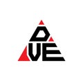 DVE triangle letter logo design with triangle shape. DVE triangle logo design monogram. DVE triangle vector logo template with red Royalty Free Stock Photo